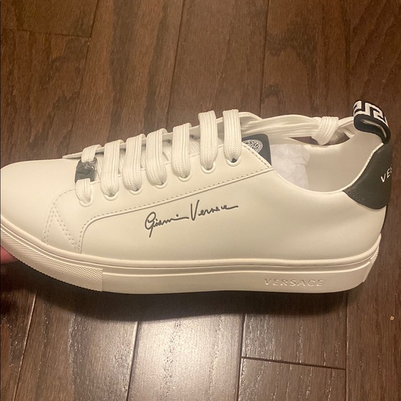 Versace White Sneakers with Leather Material and Thick Sole